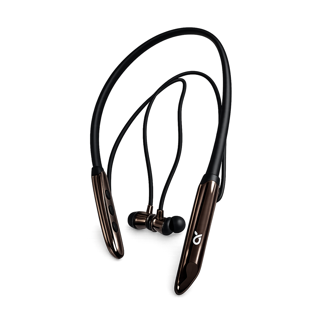 Neckband Earphones – Black & Rose Gold | Magnetic On/Off